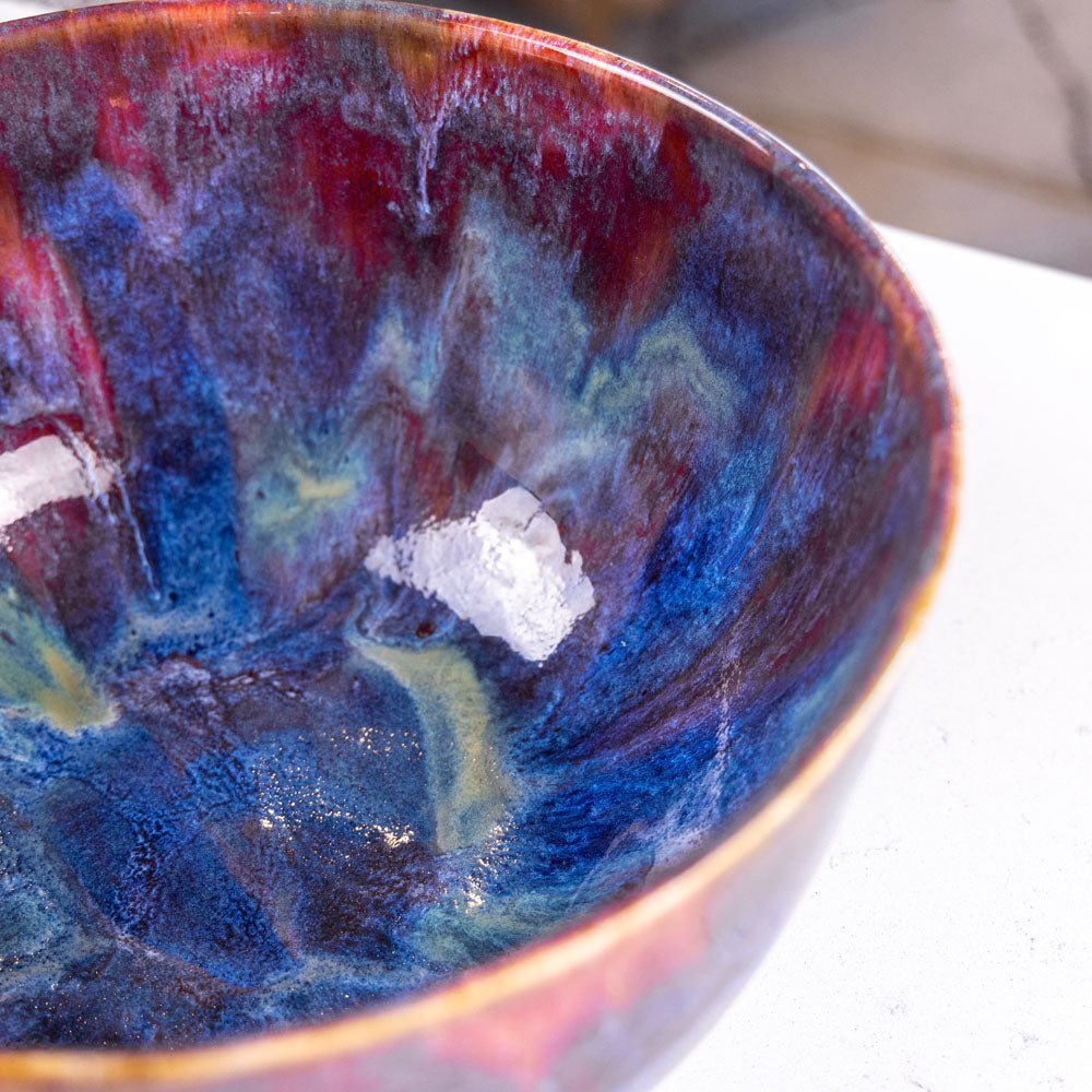 XXXL Stoneware Decorative Serving Bowl (Blues, Greens, and Reds) - Dan Pearce Ceramics