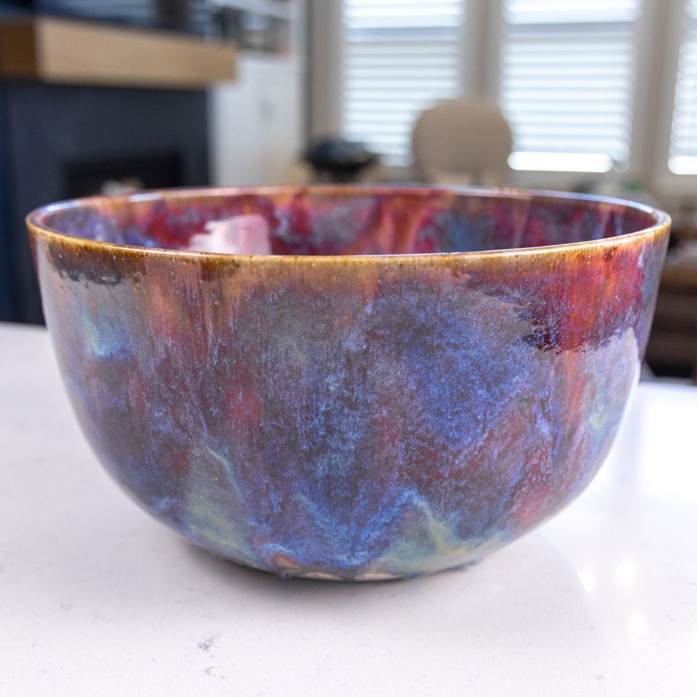 XXXL Stoneware Decorative Serving Bowl (Blues, Greens, and Reds) - Dan Pearce Ceramics