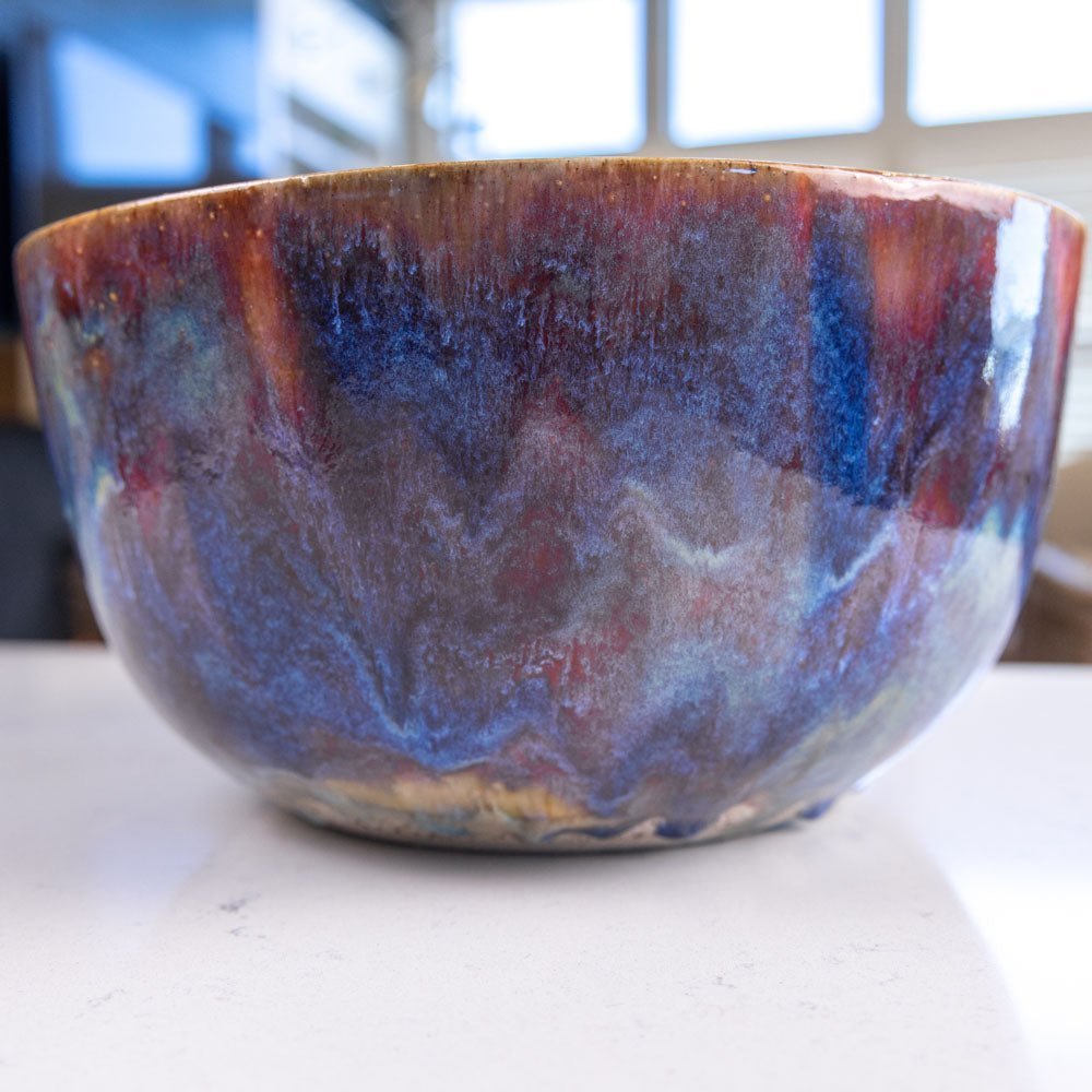 XXXL Stoneware Decorative Serving Bowl (Blues, Greens, and Reds) - Dan Pearce Ceramics